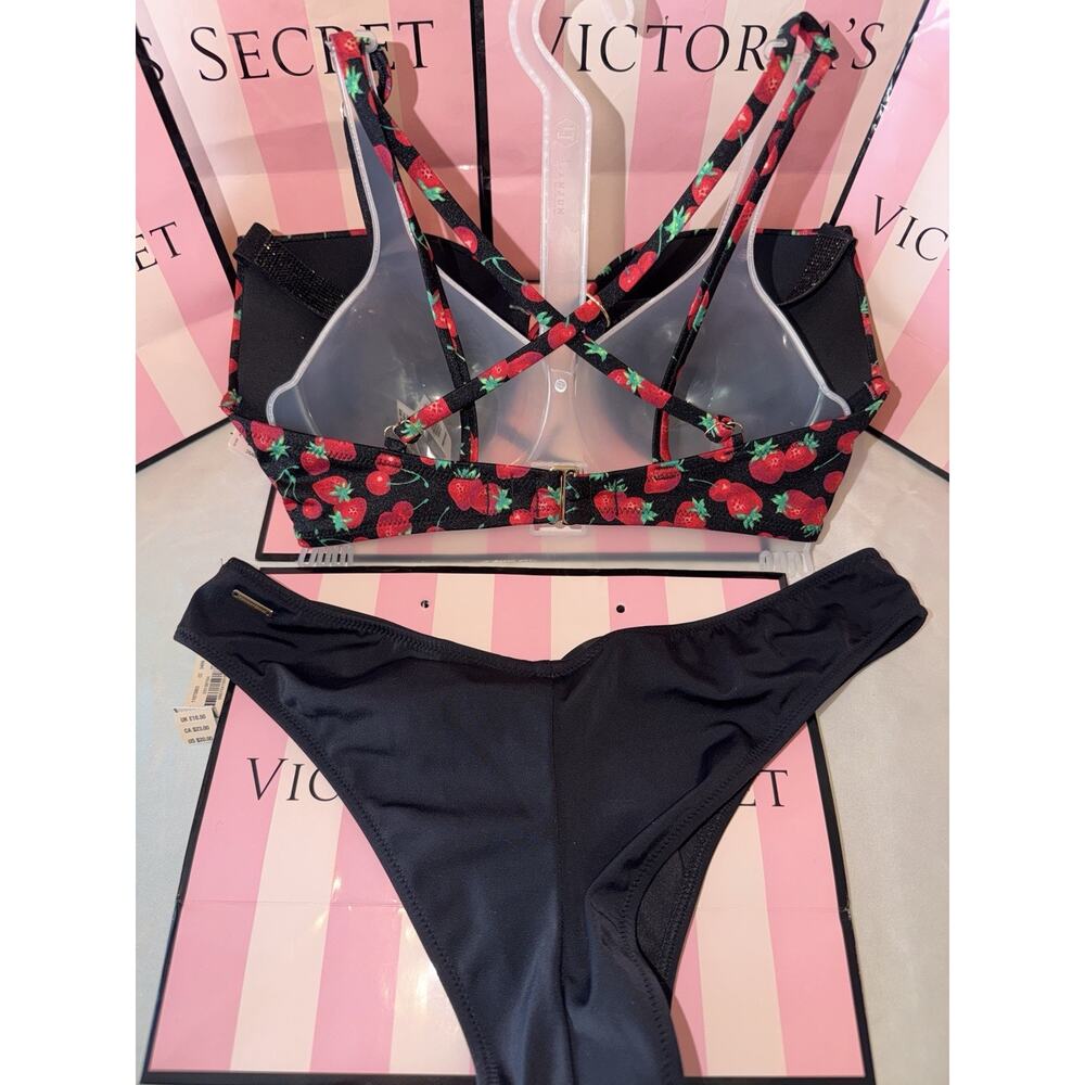 Victorias Secret Bombshell Swim Suit Shine Strap 34D Medium Bottoms - Picture 3 of 5